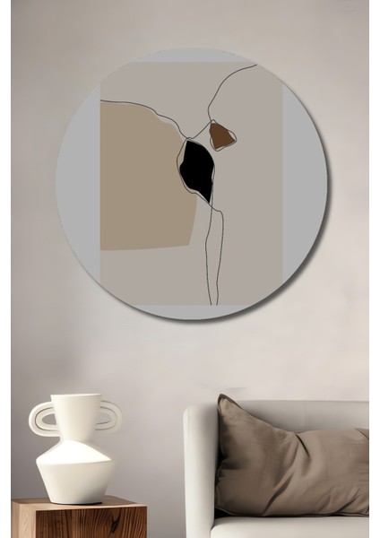 Dekoratif Ahşap Yuvarlak Tablo Soyut Sanat Harmoni