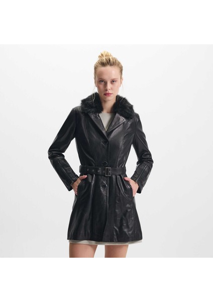 Siyah Hakiki Deri Kadın Hakiki Deri Mont - K25KDM320476-Q3H