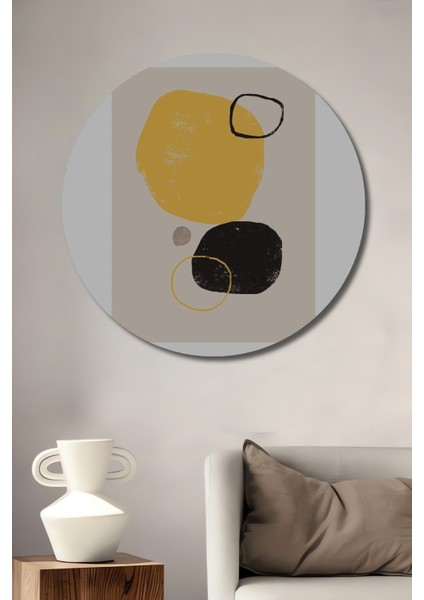 Dekoratif Ahşap Yuvarlak Tablo Renkli Daireler