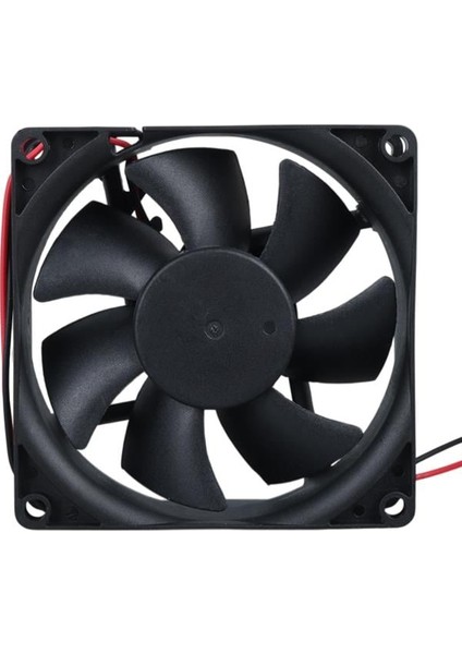 CF-241 DC12V 80X80X25MM Aksiyel Fan - 20CM Siyah-Kırmızı Güç Kablolu fiyatları