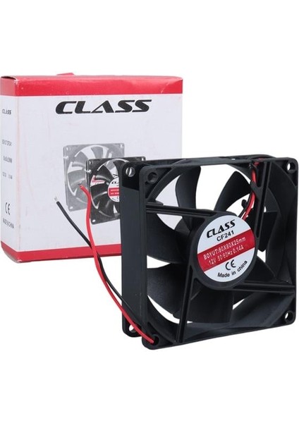 CF-241 DC12V 80X80X25MM Aksiyel Fan - 20CM Siyah-Kırmızı Güç Kablolu fırsatları