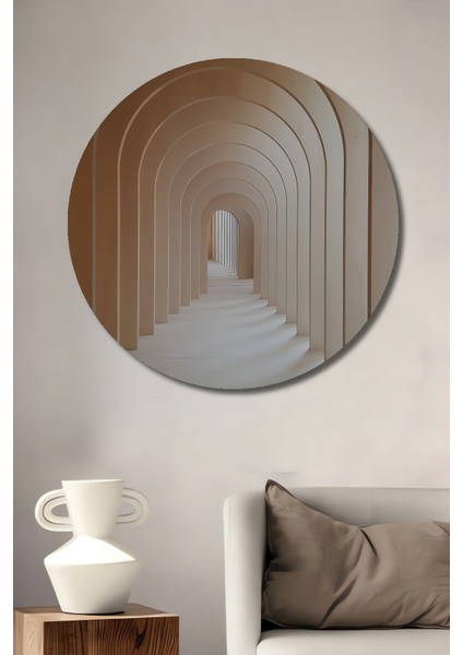 Dekoratif Ahşap Yuvarlak Tablo Kemerli Geçit