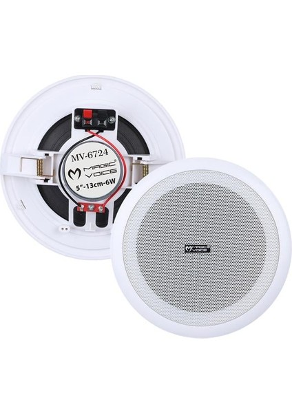 MV-6724 13 cm 6 Watt 8 Ohm 5" Beyaz Trafosuz Alçıpan Hoparlör