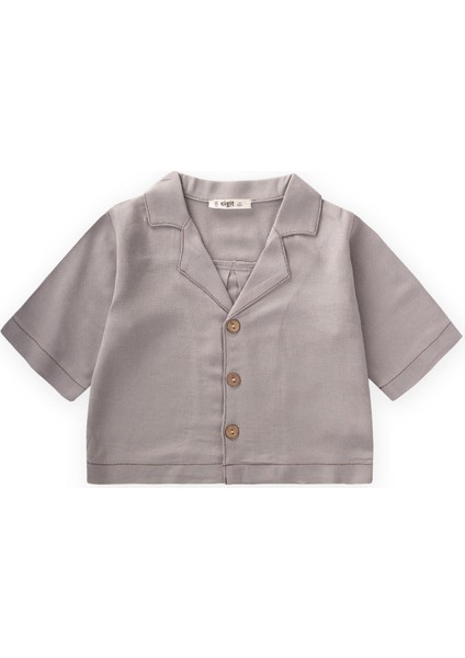 Keten Kalın Taba Dikişli Ceket 2-7 Yaş A Gri