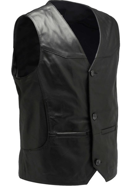 Siyah Hakiki Deri Erkek Hakiki Deri Yelek - E25KDY310617-Q3H fiyatları