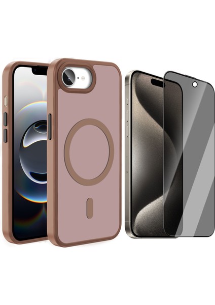 Apple iPhone 16E Kılıf M-safe Şarj Özellikli Mat Arka Yüzey Vendas Sio Kapak + Hayalet Cam Ekran Koruyucu