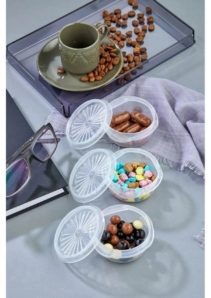 6 Lı Yelpaze Kapaklı Şeffaf Mini Sosluk- Ketçap Mayonez Kabı- Kahve Yanı Şeker Lokumluk fırsatları