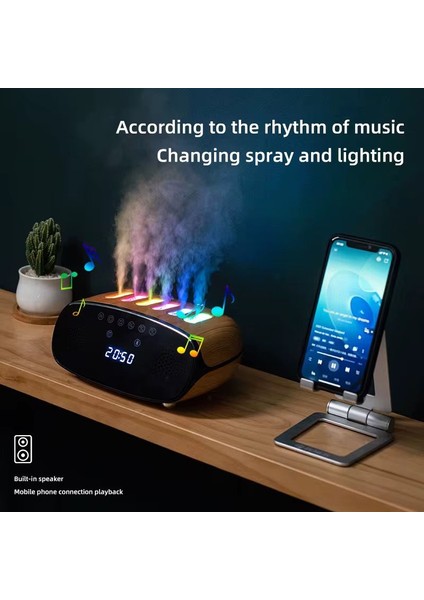 Speaker Özellikli Bluetooth Işıklı Hava Nemlendirici Aroma Difüzör Hava Nemlendirici 500ML