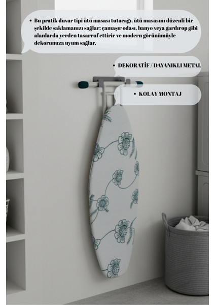 Duvara Monte Metal Ütü Masası Askılığı Çamaşır Odası Düzenleyici fiyatları