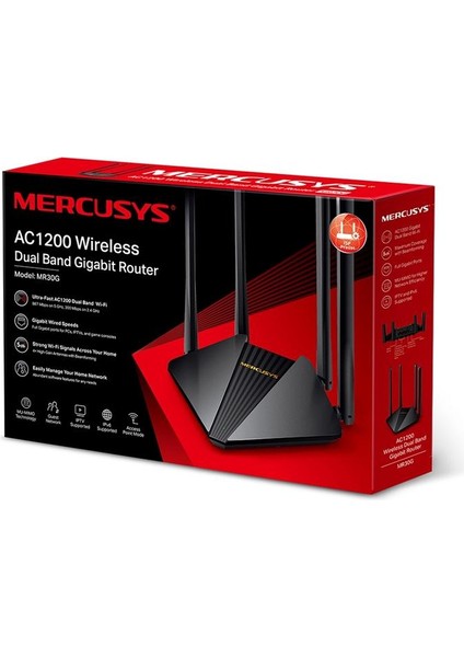 Tp-Lınk Mercusys MR30G AC1200 867/5GHZ 300/2.4GHZ Dual Band Kablosuz Gıgabıt Router