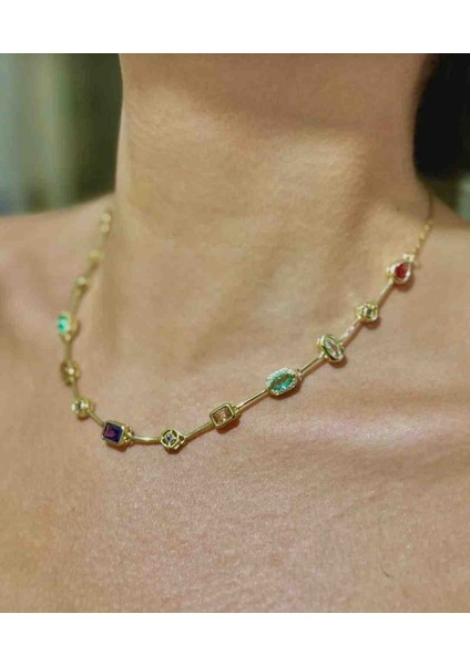 Gold Element Model Yarım Tur Taşlı Çelik Kolye fiyatları