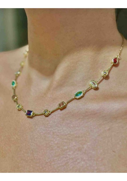 Gold Element Model Yarım Tur Taşlı Çelik Kolye modelleri