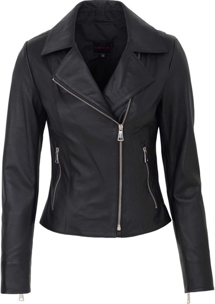 Siyah Hakiki Deri Kadın Hakiki Deri Biker Mont - K25KDM320479-Q3H indirimleri