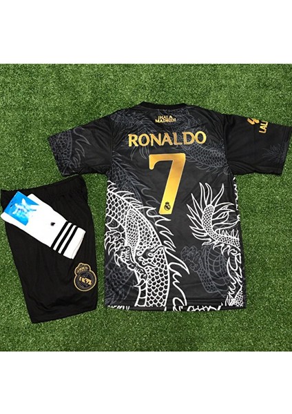 Real Madrid 2023/24 Yeni Sezon Dragon ( Ejderha) Desenli Cristiano Ronaldo Çocuk Forması 4'lü Set