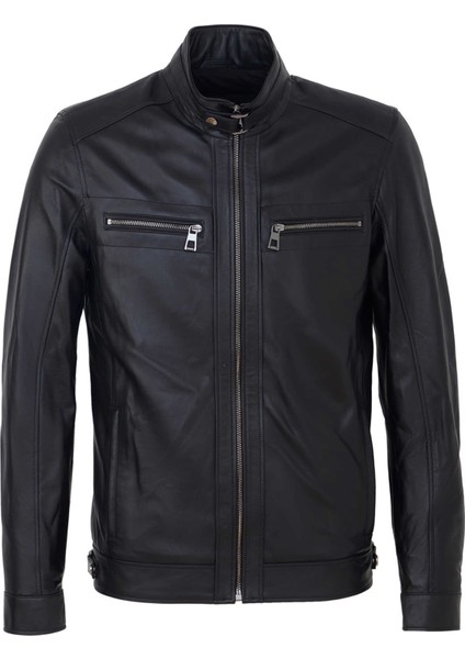 Siyah Hakiki Deri Erkek Hakiki Deri Mont - E25KDM310604-Q3H