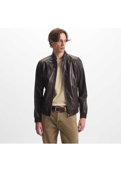 Kahverengi Hakiki Deri Erkek Hakiki Deri Mont - E25KDM310609-Q4Q