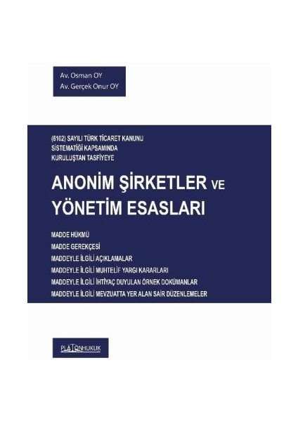 Anonim Şirketler ve Yönetim Esasları