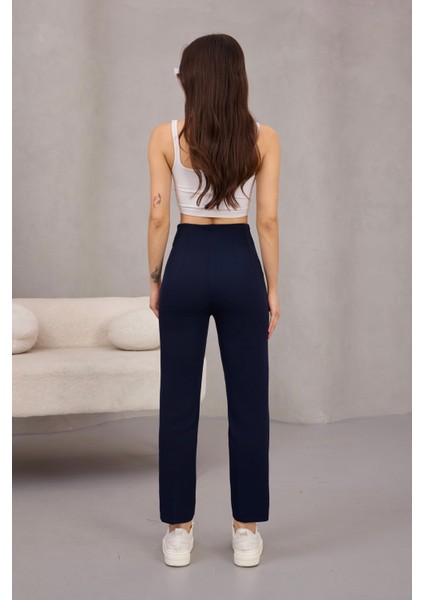 Kadın Yüksek Bel Pensli Kumaş Pantolon