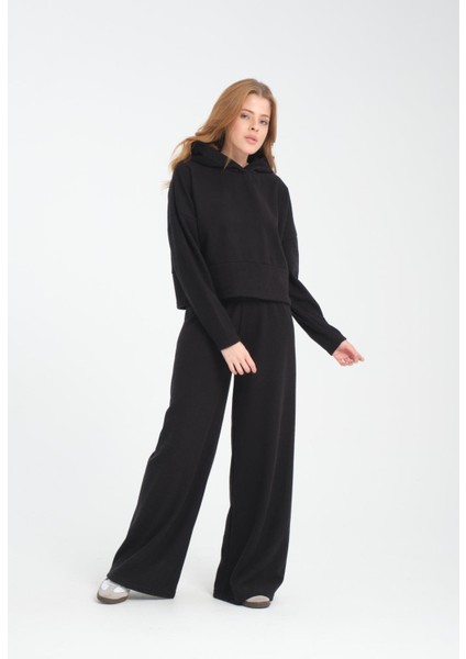 Selanik Kumaş Kısa Kesim Sweatshirt - Kapüşonlu Rahat Kalıp