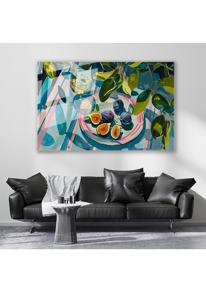 Cam Yatay Duvar Tablosu Cam Incir Tabagi Ev Ofis Salon Modern Duvar Tablosu