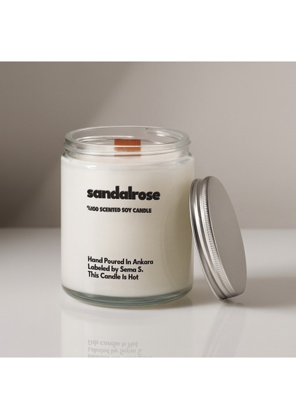 : Sandalrose : Cam Kavanozda Kokulu %100 Soya Mum (Sandal, Gül, Musk, Çiçeksi)