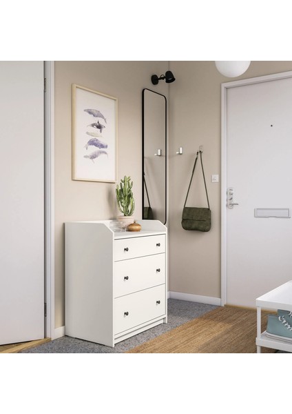 Hauga 3 Çekmeceli Şifonyer Beyaz 70 x 84 cm fırsatları