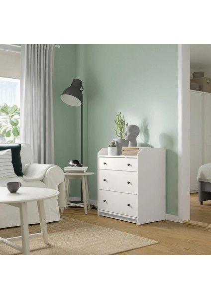Hauga 3 Çekmeceli Şifonyer Beyaz 70 x 84 cm indirimleri