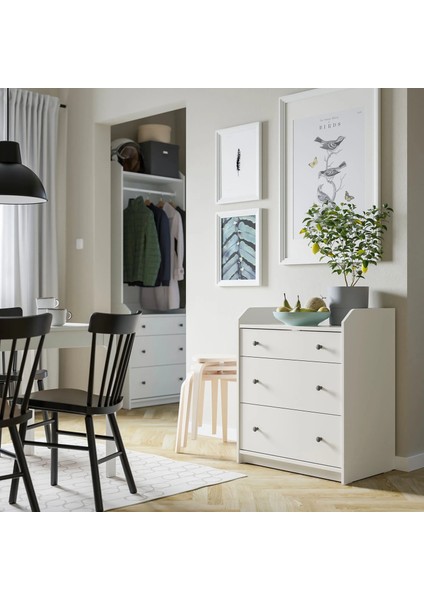 Hauga 3 Çekmeceli Şifonyer Beyaz 70 x 84 cm