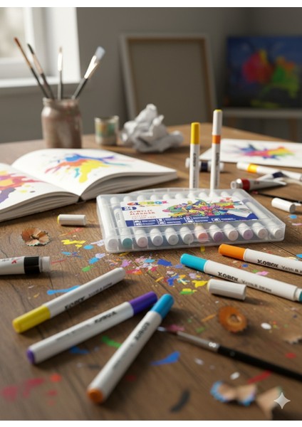 Akrilik Marker 24 Renk Kalem Seti Tekstil ve Seramik Boyama İçin İdeal fırsatları