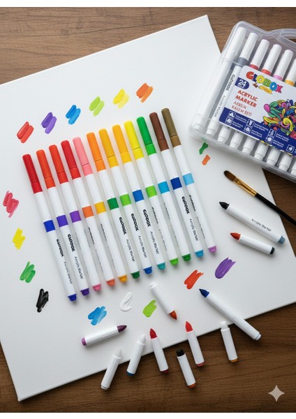Akrilik Marker 24 Renk Kalem Seti Tekstil ve Seramik Boyama İçin İdeal fiyatları