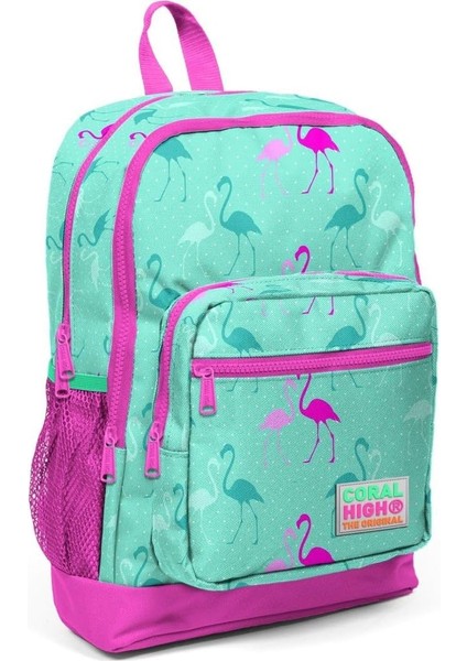 Ilkokul Sırt Çantası - Kız Çocuk Pembe Yeşil - Dört Bölmeli