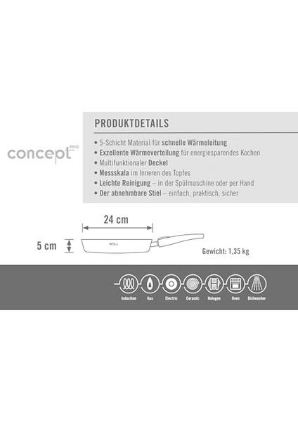 1524CO Paslanmaz Çelik Çok Katmanlı Tava 24 cm Yuvarlak, 5 cm Yüksekliğinde Indüksiyon Için Saplı modelleri