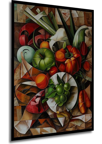 Çerçeve Görünümlü Soyut Meyve ve Sebzeler Ahşap Mdf Dekoratif Tablo Dikdörtgen Tablo modelleri