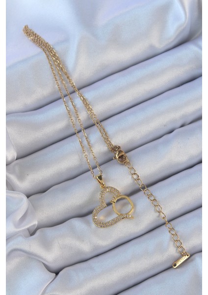 316L Çelik Zincir Altın Renk Zirkon Taşlı Yüzüklü Kalp Kolye - TJ-BKO9145 fırsatları