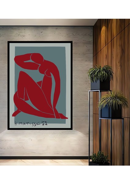 Çerçeve Görünümlü Matisse Kırmızı Figürlü Decoratif Ahşap Mdf Tablo Dikdörtgen Tablo