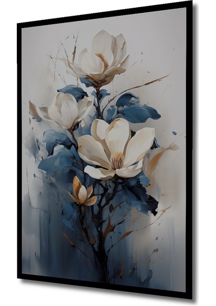 Çerçeve Görünümlü Büyüleyici Mavi Manolya Dekoratif Ahşap Mdf Tablo Dikdörtgen Tablo fiyatları