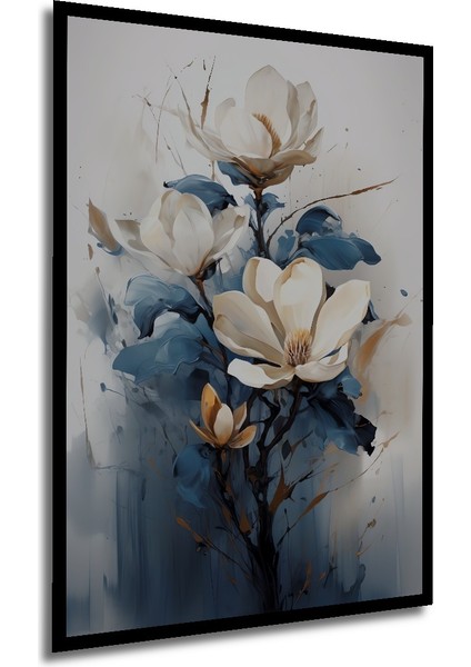 Çerçeve Görünümlü Büyüleyici Mavi Manolya Dekoratif Ahşap Mdf Tablo Dikdörtgen Tablo modelleri