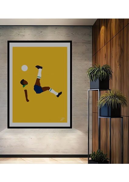 Çerçeve Görünümlü Pele Efsanevi Rövaşata Dekoratif Ahşap Mdf Tablo Dikdörtgen Tablo