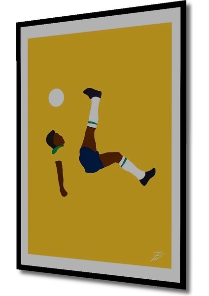 Çerçeve Görünümlü Pele Efsanevi Rövaşata Dekoratif Ahşap Mdf Tablo Dikdörtgen Tablo fiyatları