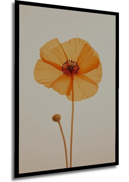 Çerçeve Görünümlü Turuncu Gelincik Çiçeği Dekoratif Ahşap Mdf Tablo Dikdörtgen Tablo modelleri