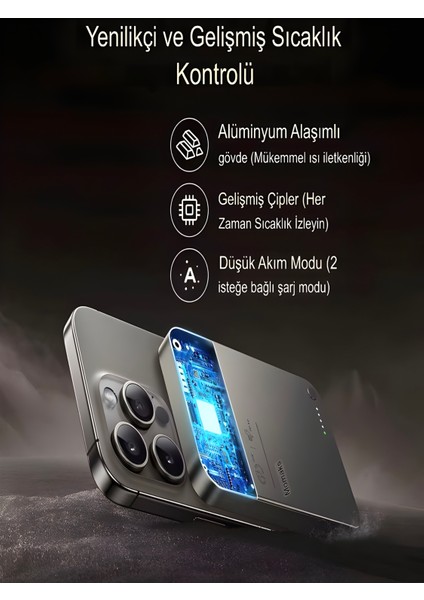 Quo Pro Aır 5000 mAh Ultra Ince Kablosuz 15W Hızlı Şarj LED Tepe-C Girişli Wireless Powerbank modelleri