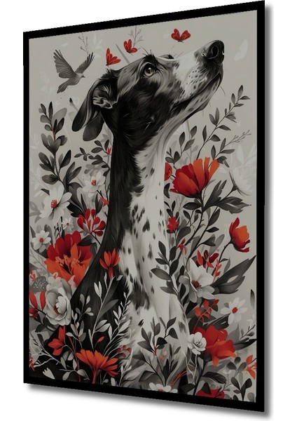Çerçeve Görünümlü Rüya Gibi Çiçekli Köpek Dekoratif Ahşap Mdf Tablo Dikdörtgen Tablo fiyatları