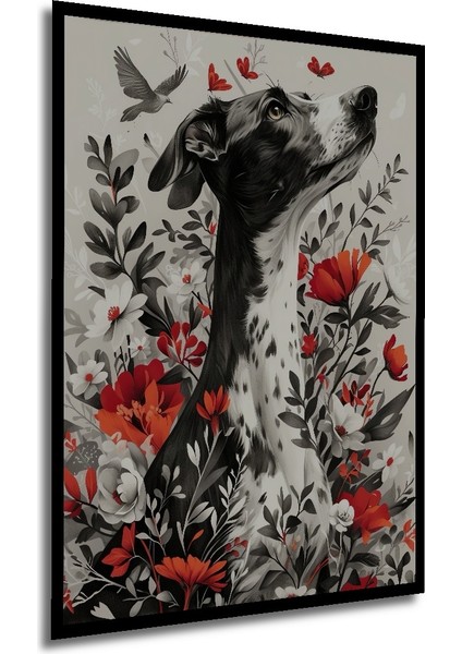 Çerçeve Görünümlü Rüya Gibi Çiçekli Köpek Dekoratif Ahşap Mdf Tablo Dikdörtgen Tablo modelleri