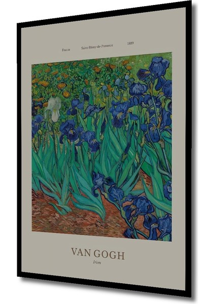 Çerçeve Görünümlü Van Gogh Iris Çiçekleri Dekoratif Ahşap Mdf Tablo Dikdörtgen Tablo fiyatları