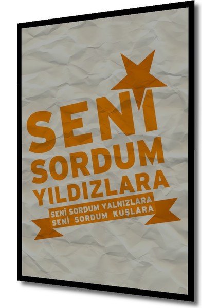 Çerçeve Görünümlü Seni Sordum Yıldızlara Ahşap Mdf Dekoratif Tablo Dikdörtgen Tablo fiyatları