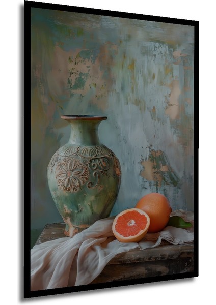 Çerçeve Görünümlü Seramik Vazo ve Greyfurt Ahşap Mdf Dekoratif Tablo Dikdörtgen Tablo modelleri