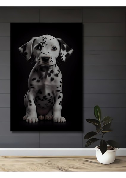 Çerçeve Görünümlü Dalmaçyalı Yavru Köpek Ahşap Mdf Dekoratif Tablo Dikdörtgen Tablo