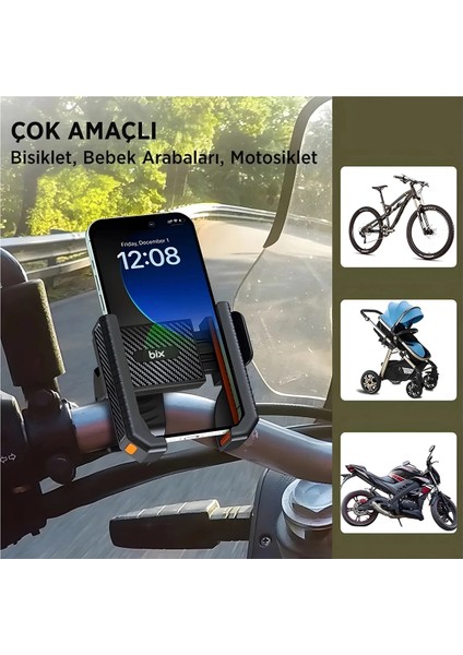 Gidon Bağlantılı Bisiklet Motosiklet Için Esnek Abs 4-7.8″ Inç Telefon Tutucu 360° Dönebilen Tasarım