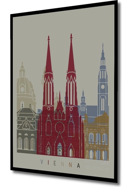 Çerçeve Görünümlü Viyana Şehir Simgeleri Dekoratif Ahşap Mdf Tablo Dikdörtgen Tablo fiyatları