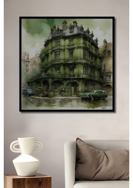 Çerçeve Görünümlü Tarihi Şehir Sokakları Dekoratif Ahşap Mdf Tablo Dikdörtgen Tablo